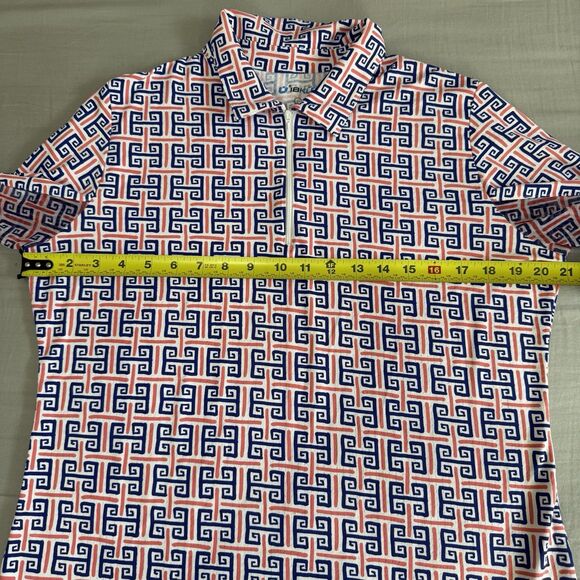 IBKUL Geo Key Long Sleeve Active Top Large Collared Quarter Zip Polo Golf Tennis - Picture 6 of 10